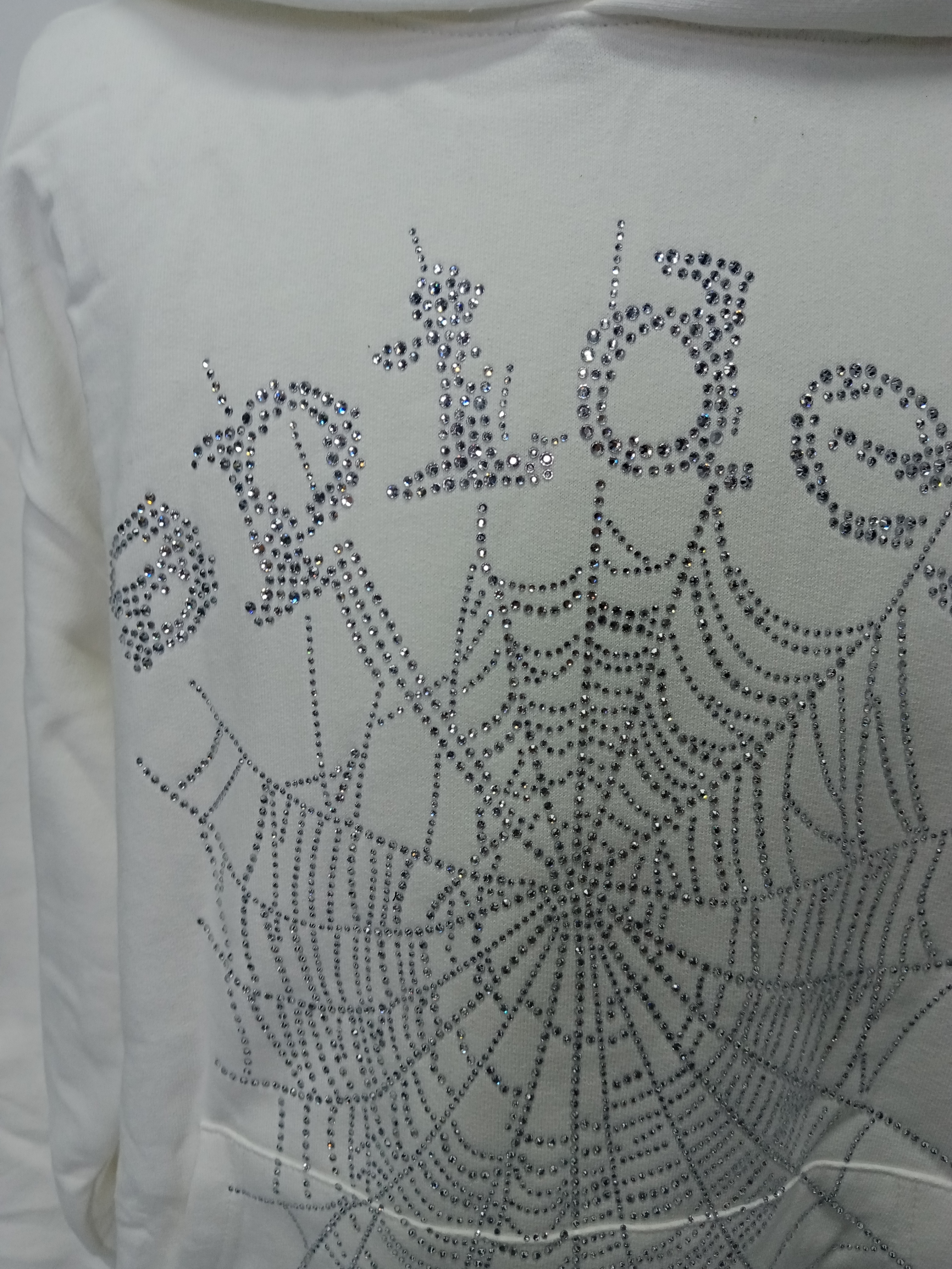 Sp5der OG Rhinestone Hoodie White YZ EG938