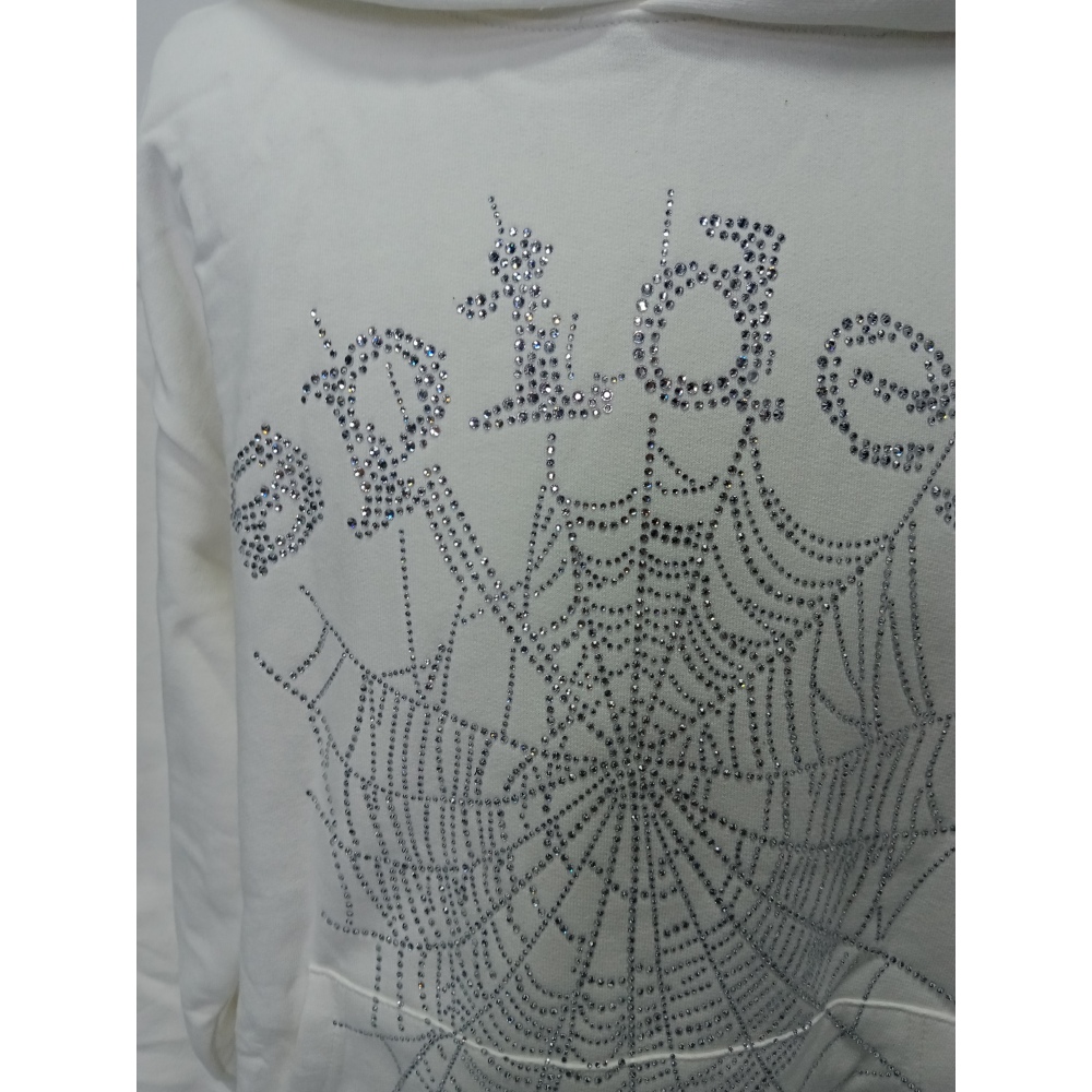 Sp5der OG Rhinestone Hoodie White YZ EG938