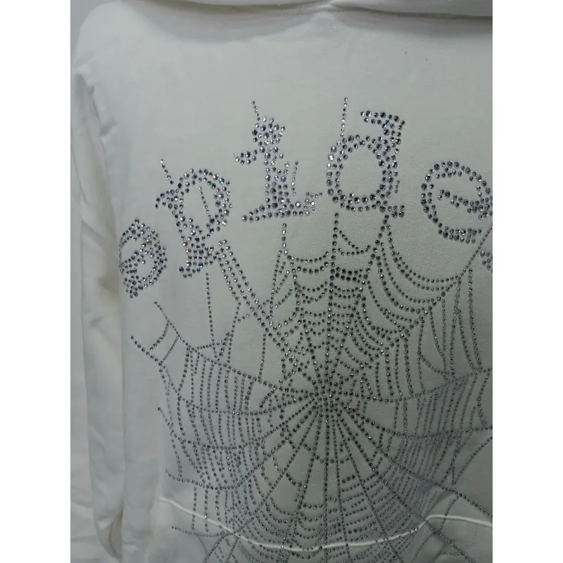 Sp5der OG Rhinestone Hoodie White YZ EG938
