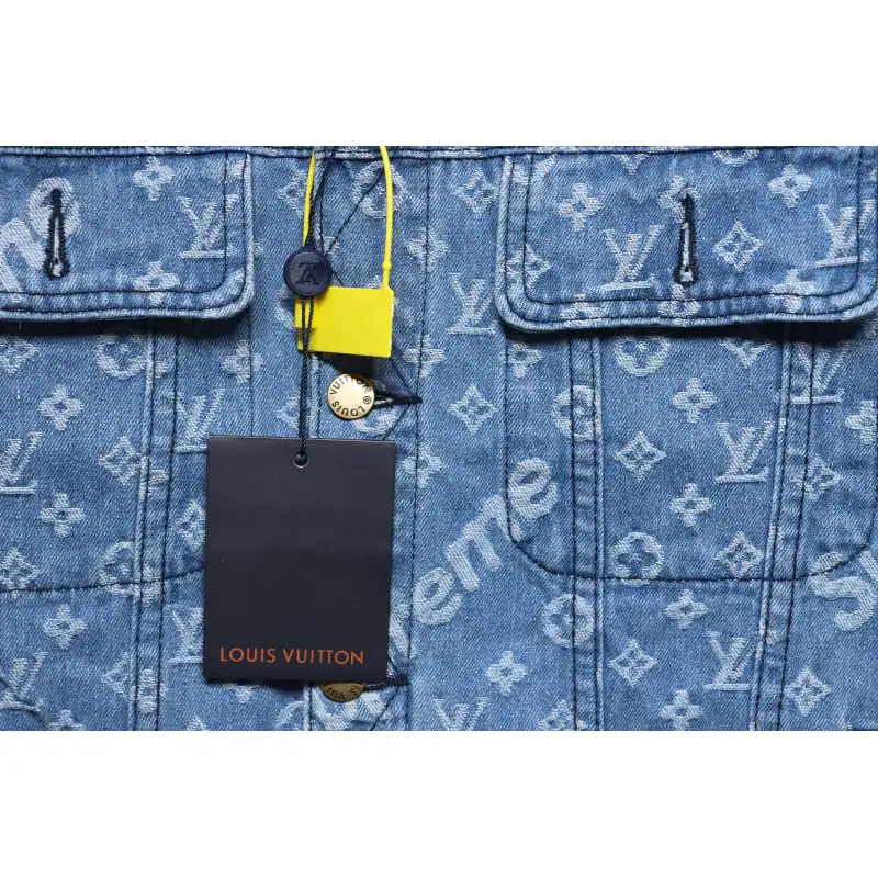 Supreme x Louis Vuitton Jacquard Denim Trucker Jacket Blue CK 2802023018