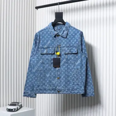 Supreme x Louis Vuitton Jacquard Denim Trucker Jacket Blue CK 2802023018 01