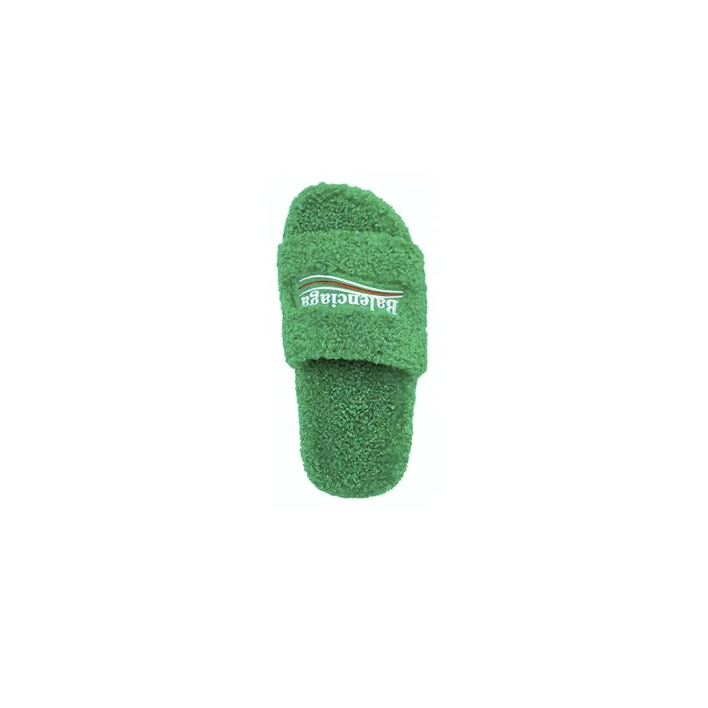 Balenciaga Furry Slide Green CK 654261W2DO13060（QC needs at least 5 days or more）