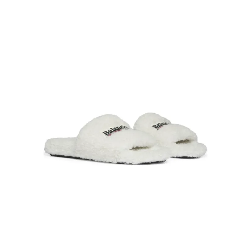 Balenciaga Furry Slide White CK 654261W2DO19906（QC needs at least 5 days or more）
