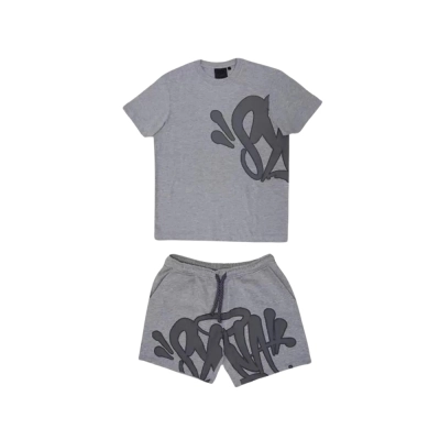 Syna World T-shirt & Short Tracksuit Blck Grey Black Set CK 241205 01