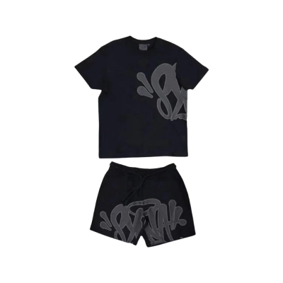 Syna World T-shirt & Short Tracksuit Blck Grey Set CK 241205 01
