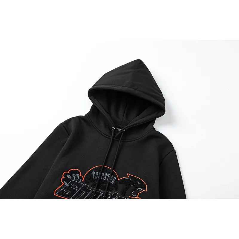 Trapstar Shooters Hoodie Sweatpant Tracksuit Black Orange CK 241206