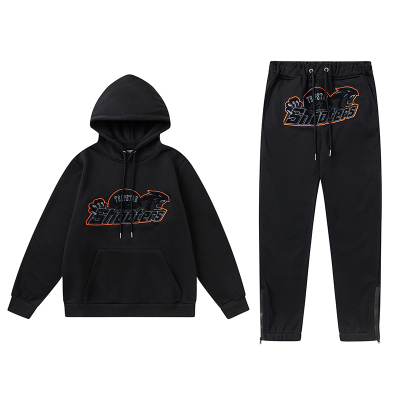 Trapstar Shooters Hoodie Sweatpant Tracksuit Black Orange CK 241206 01