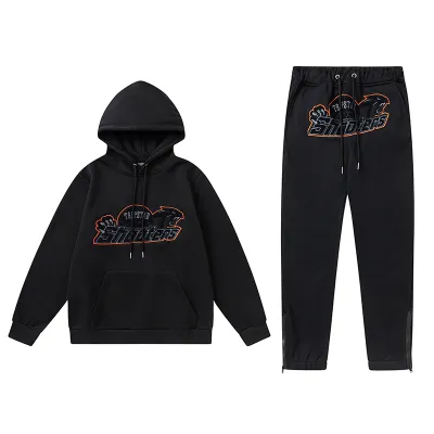 Trapstar Shooters Hoodie Sweatpant Tracksuit Black Orange CK 241206 01