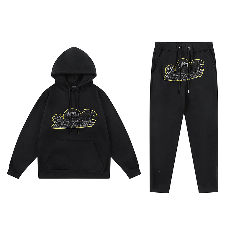 Trapstar Shooters Hoodie Sweatpant Tracksuit Black Yellow CK 241206