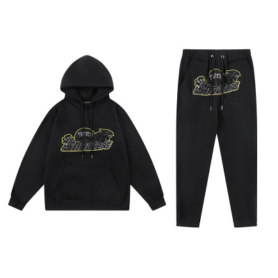 Trapstar Shooters Hoodie Sweatpant Tracksuit Black Yellow CK 241206 01