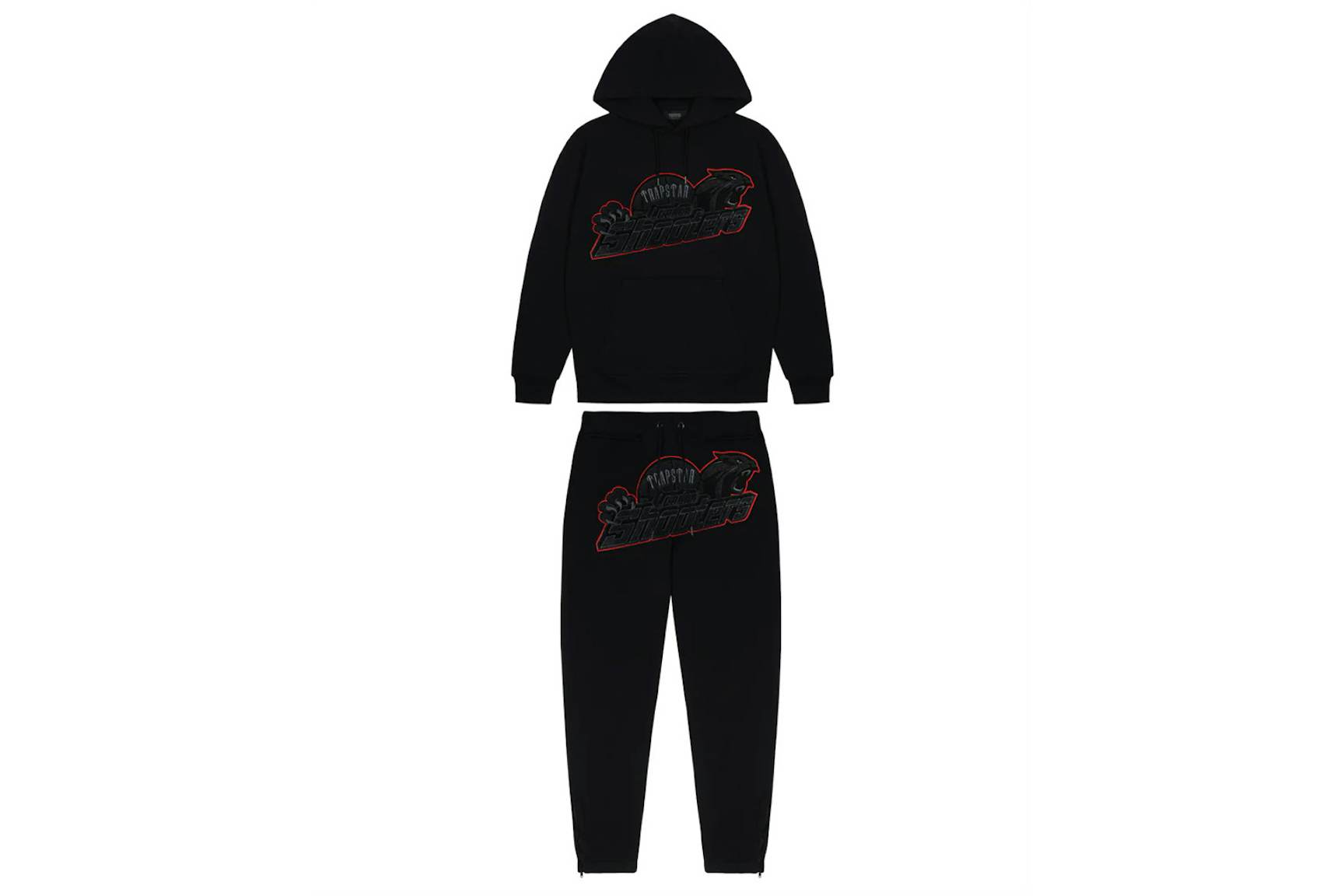 Trapstar Blakc Shooters Hoodie Sweatpant Tracksuit Black Red CK 241206