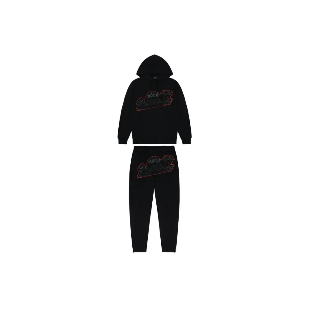Trapstar Blakc Shooters Hoodie Sweatpant Tracksuit Black Red CK 241206