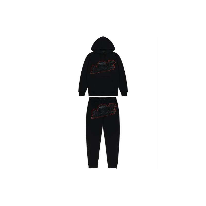 Trapstar Blakc Shooters Hoodie Sweatpant Tracksuit Black Red CK 241206