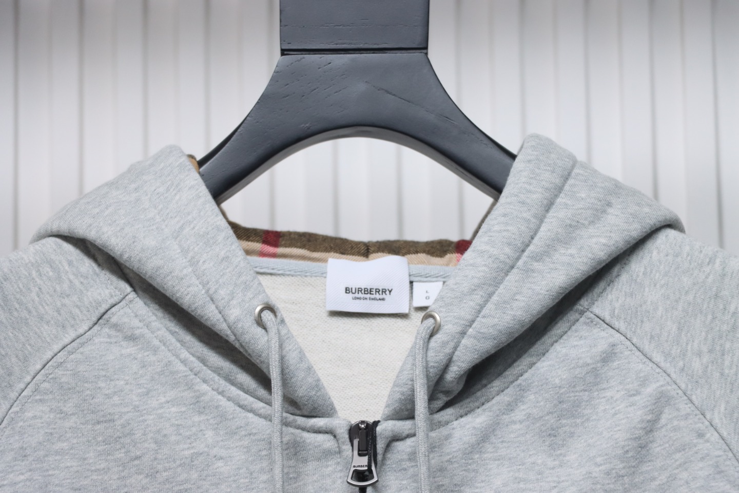 Burberry Letter Graphic Cotton Blend Zip Hoodie Pale Grey Melange CK WH34020204022