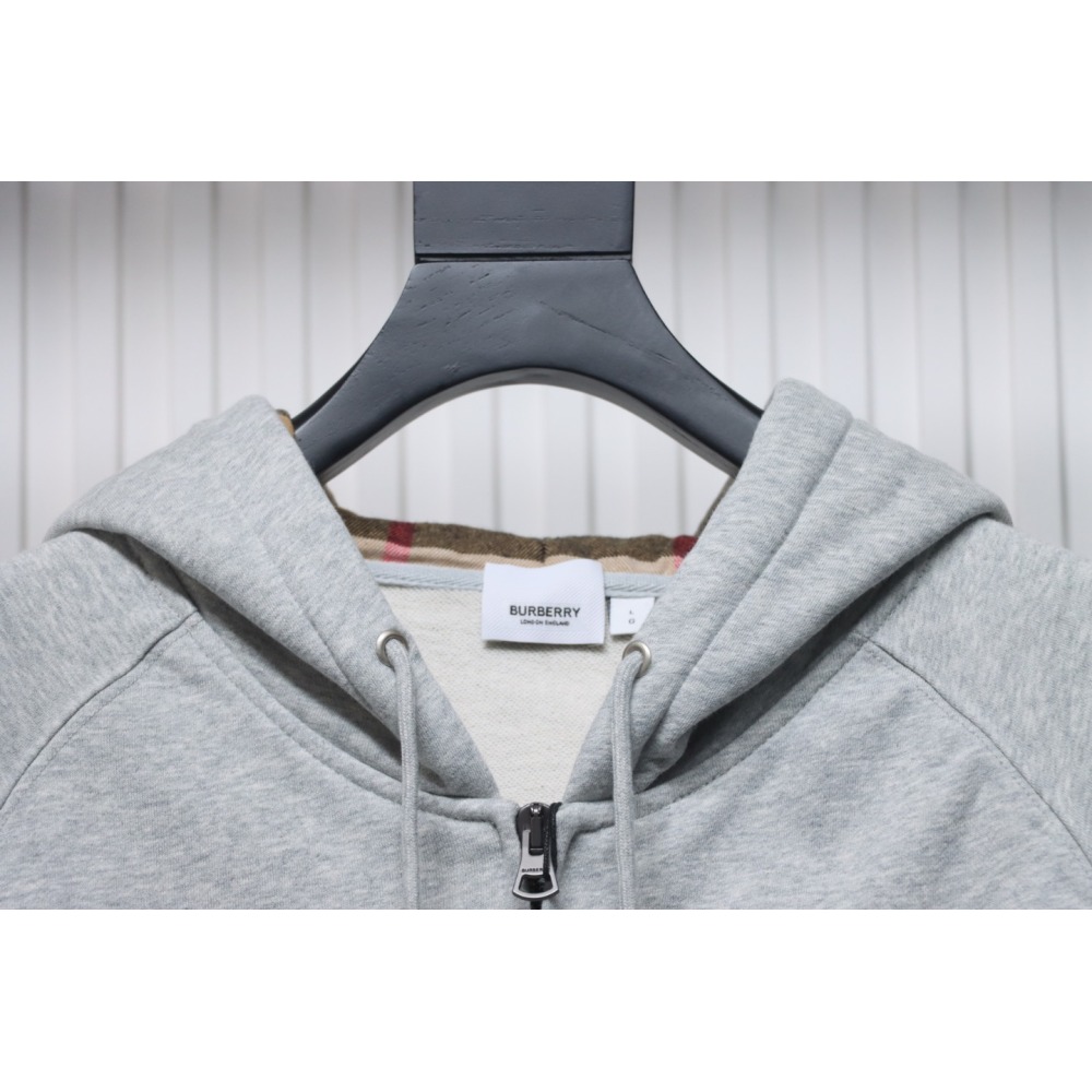 Burberry Letter Graphic Cotton Blend Zip Hoodie Pale Grey Melange CK WH34020204022