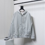 Burberry Letter Graphic Cotton Blend Zip Hoodie Pale Grey Melange CK WH34020204022