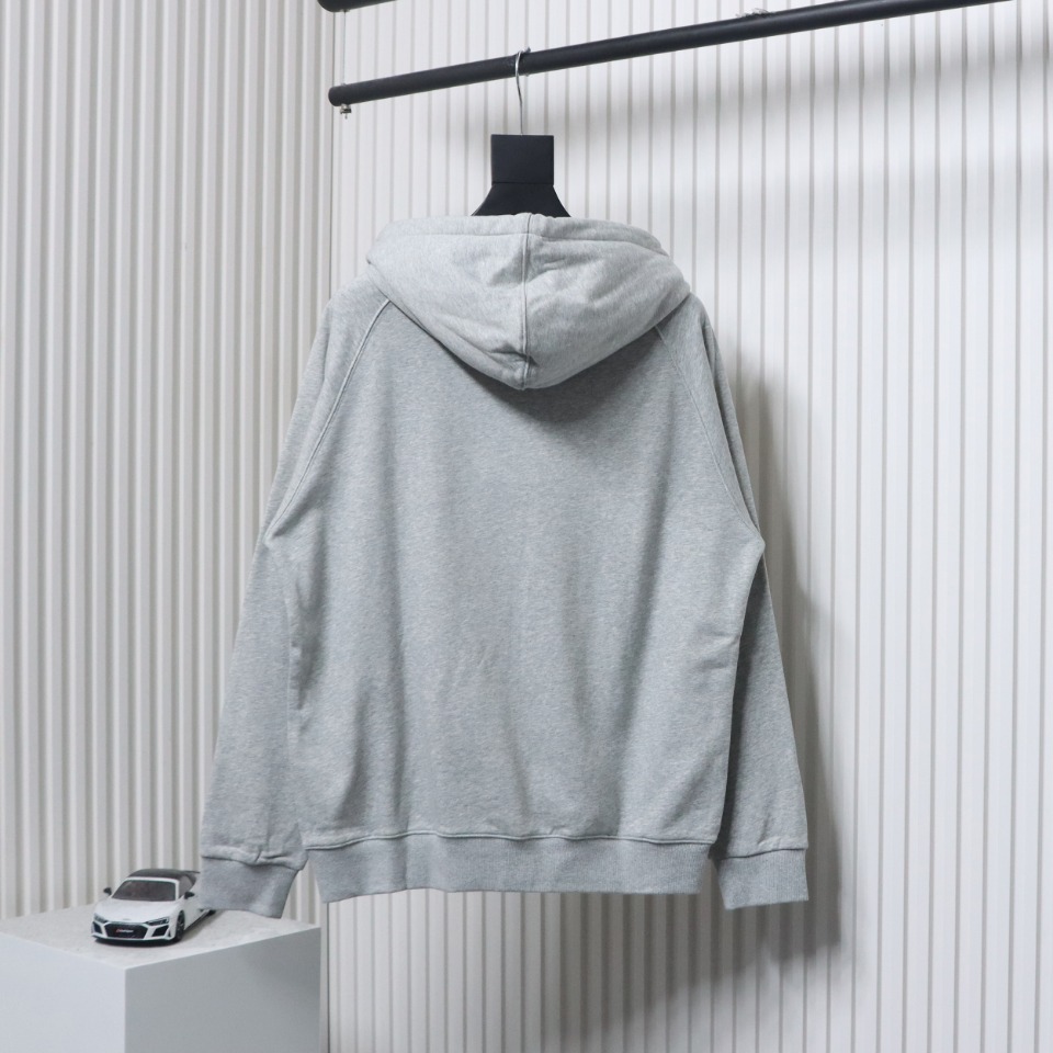 Burberry Letter Graphic Cotton Blend Zip Hoodie Pale Grey Melange CK WH34020204022