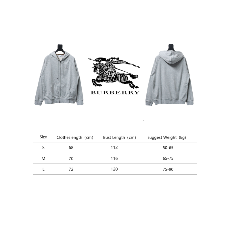 Burberry Letter Graphic Cotton Blend Zip Hoodie Pale Grey Melange CK WH34020204022