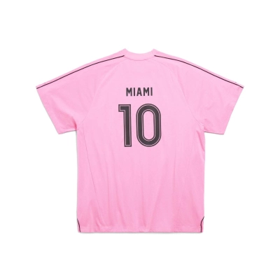 Balenciaga Miami Soccer T-Shirt Oversized Pink/Black 02