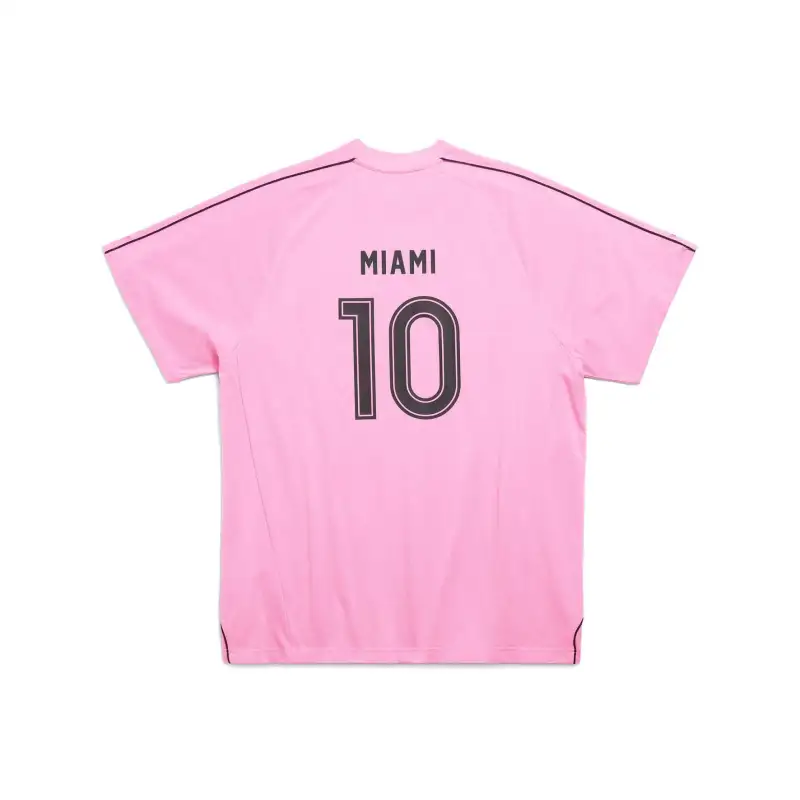 Balenciaga Miami Soccer T-Shirt Oversized Pink/Black