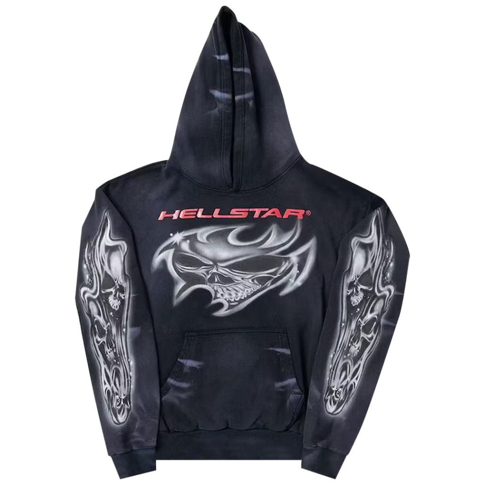 Hellstar Airbrushed Skull Hoodie Black CK24121904