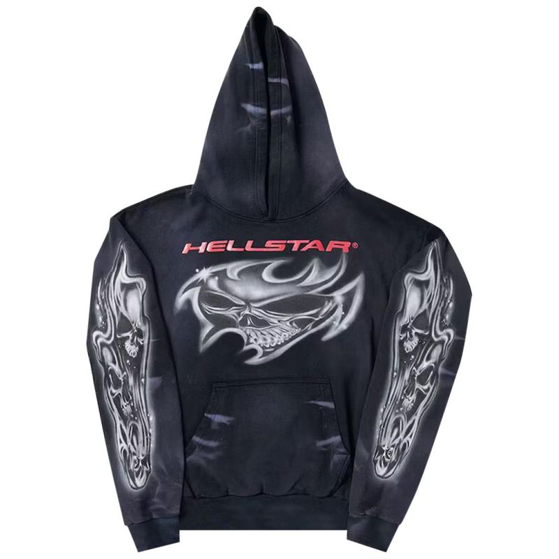 Hellstar Airbrushed Skull Hoodie Black CK24121904