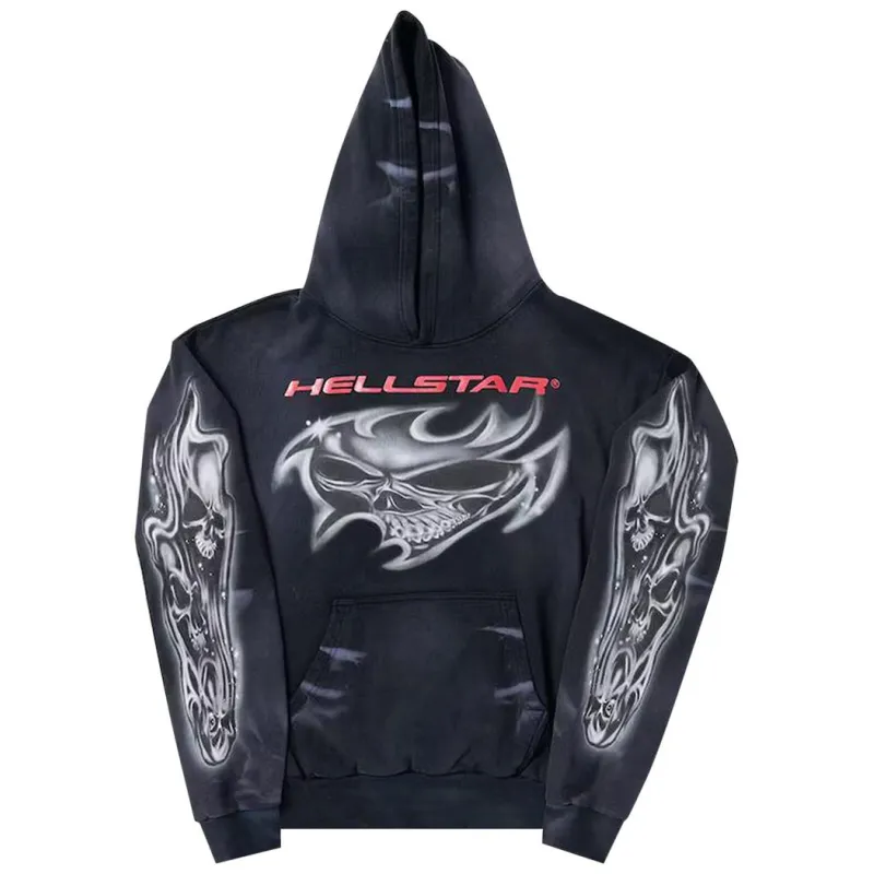 Hellstar Airbrushed Skull Hoodie Black CK24121904