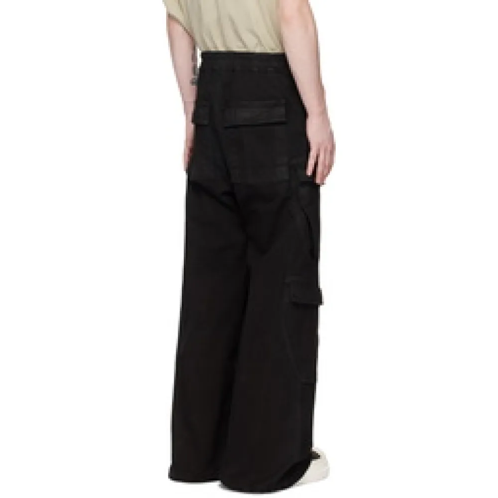 Rick Owens Drkshdw Black Jumbo Belas Denim Cargo Pants YZ 24121901