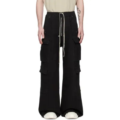 Rick Owens Drkshdw Black Jumbo Belas Denim Cargo Pants YZ 24121901 01