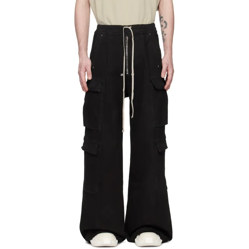 Rick Owens Drkshdw Black Jumbo Belas Denim Cargo Pants YZ 24121901