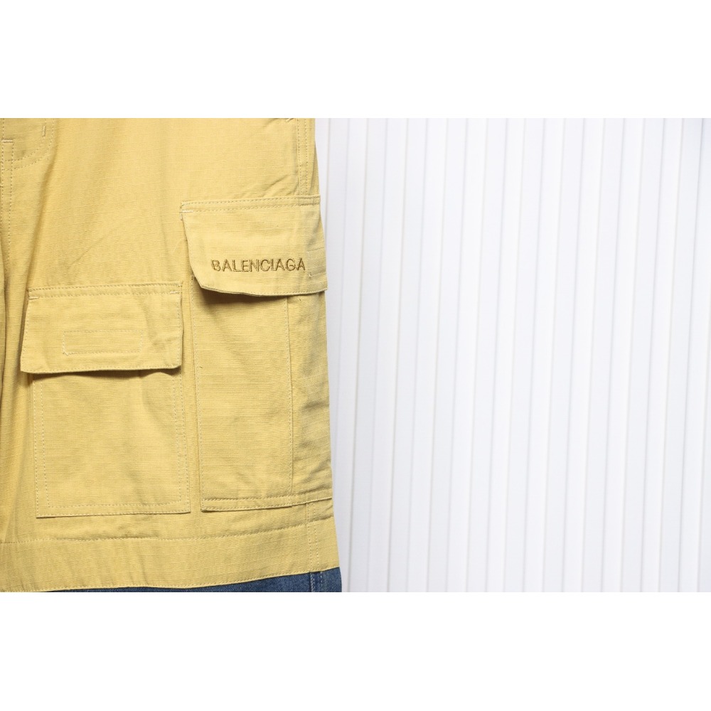 Balenciaga Patch Cotton Wide Cargo Pants Beige Blue CK 3102024020