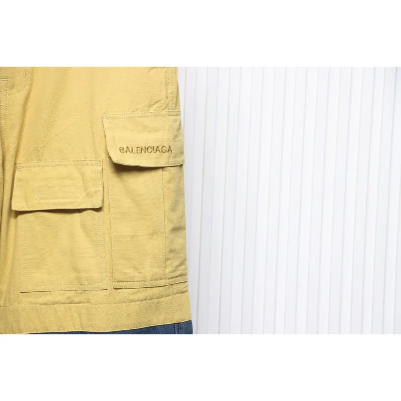 Balenciaga Patch Cotton Wide Cargo Pants Beige Blue CK 3102024020