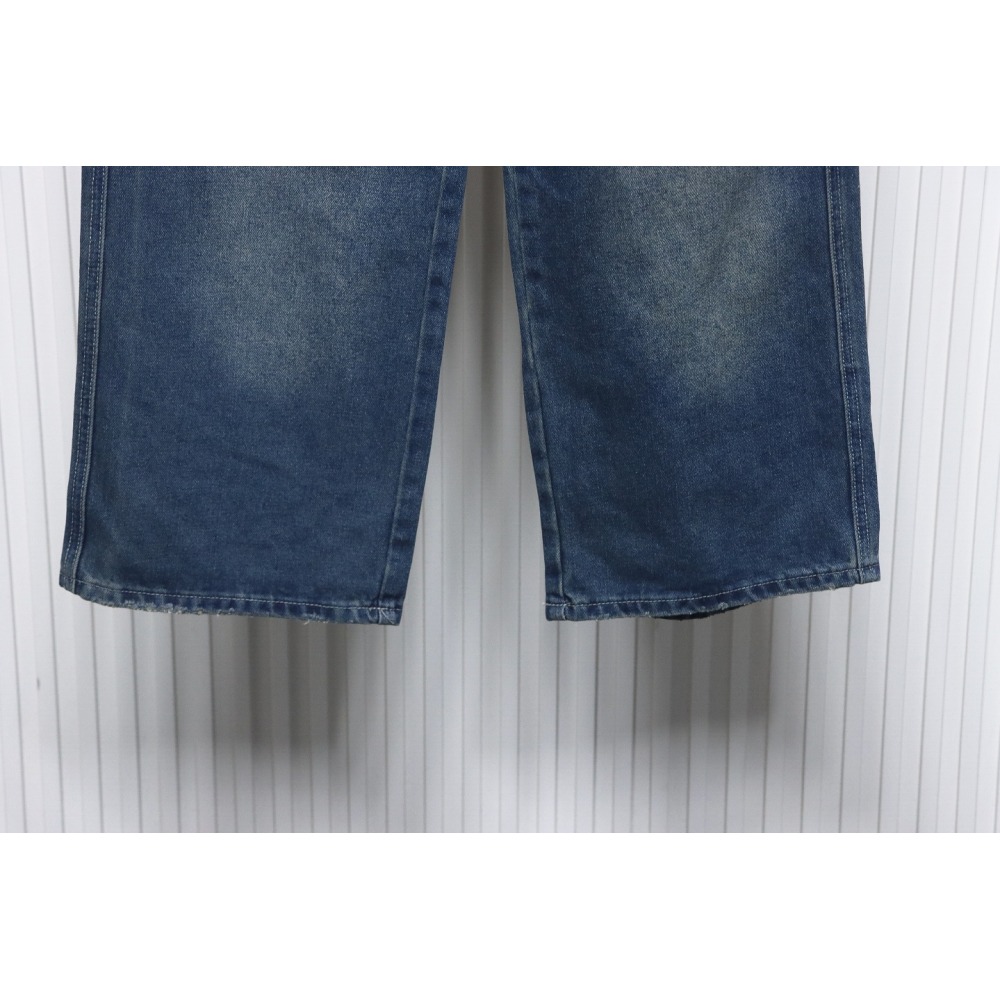 Balenciaga Patch Cotton Wide Cargo Pants Beige Blue CK 3102024020