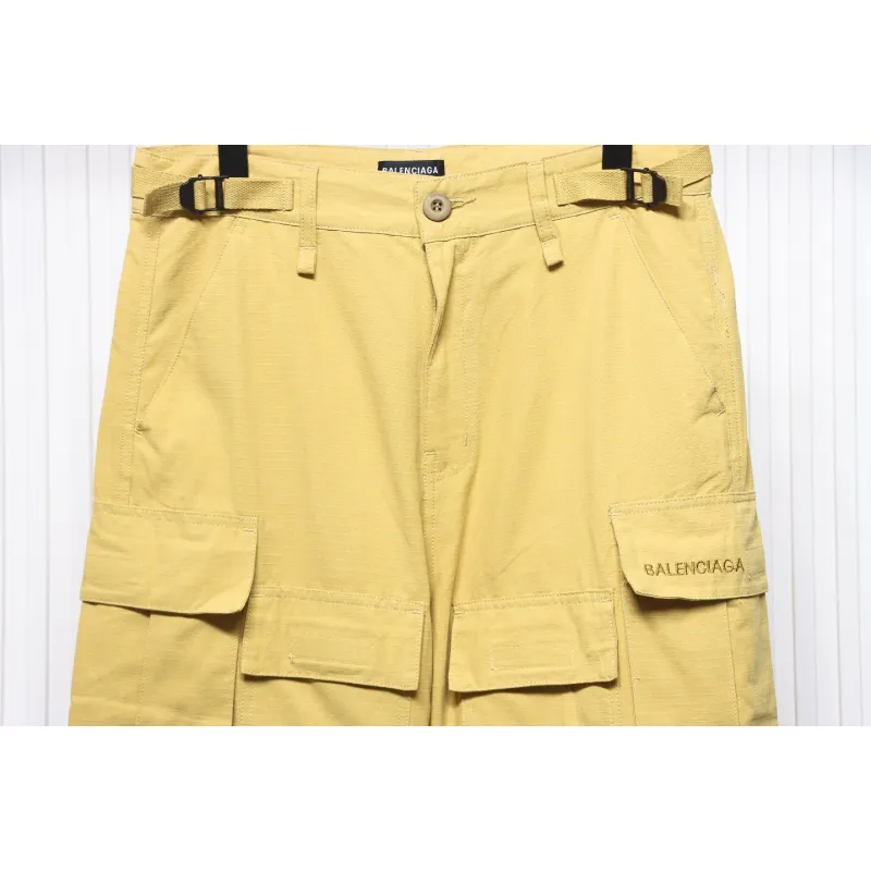 Balenciaga Patch Cotton Wide Cargo Pants Beige Blue CK 3102024020