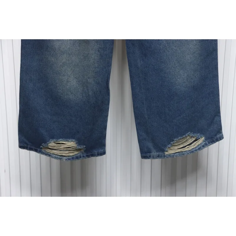 Balenciaga Patch Cotton Wide Cargo Pants Beige Blue CK 3102024020