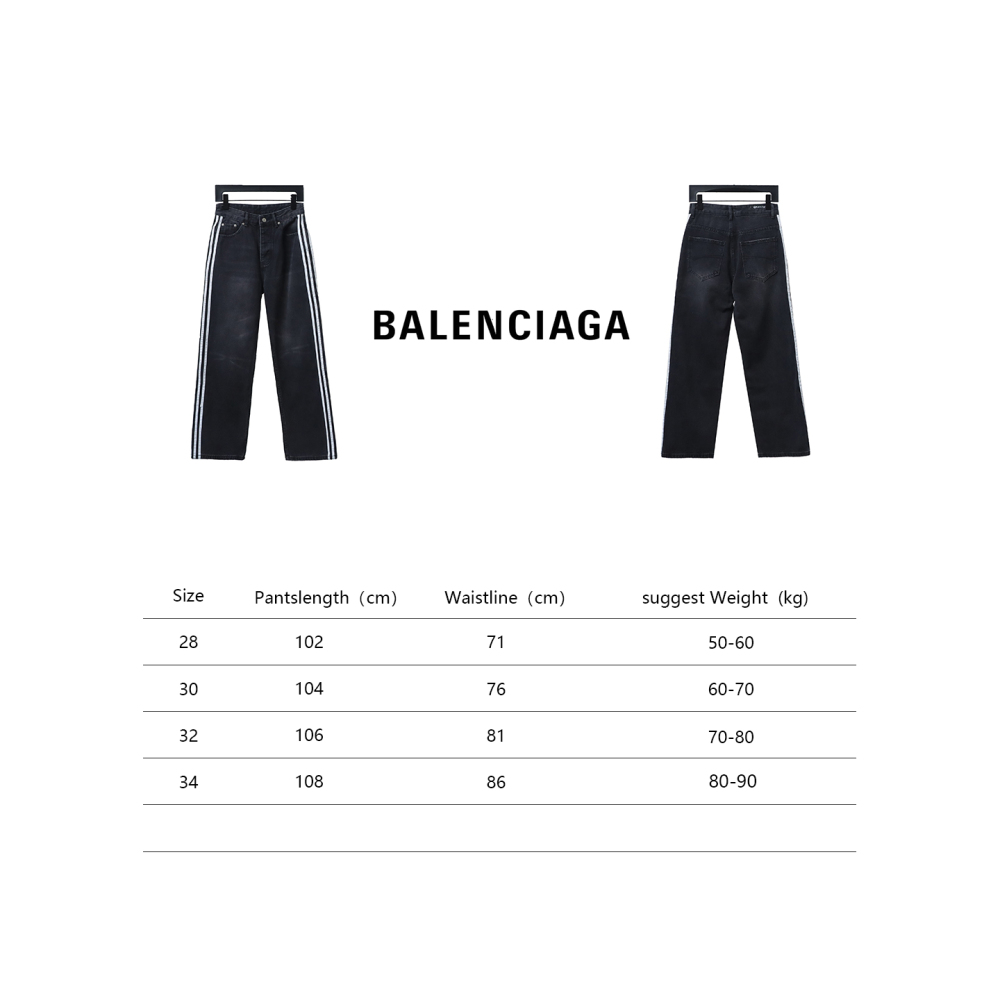 Balenciaga x Adidas Side Stripes Baggy Jeans in Black CK 2802024016