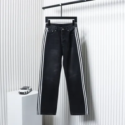 Balenciaga x Adidas Side Stripes Baggy Jeans in Black CK 2802024016 01