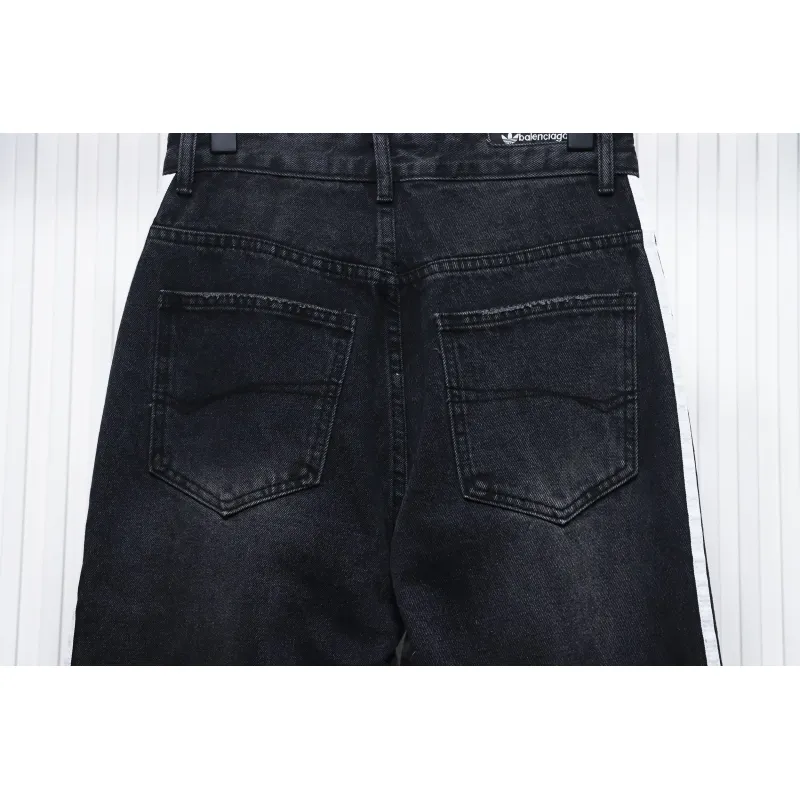 Balenciaga x Adidas Side Stripes Baggy Jeans in Black CK 2802024016