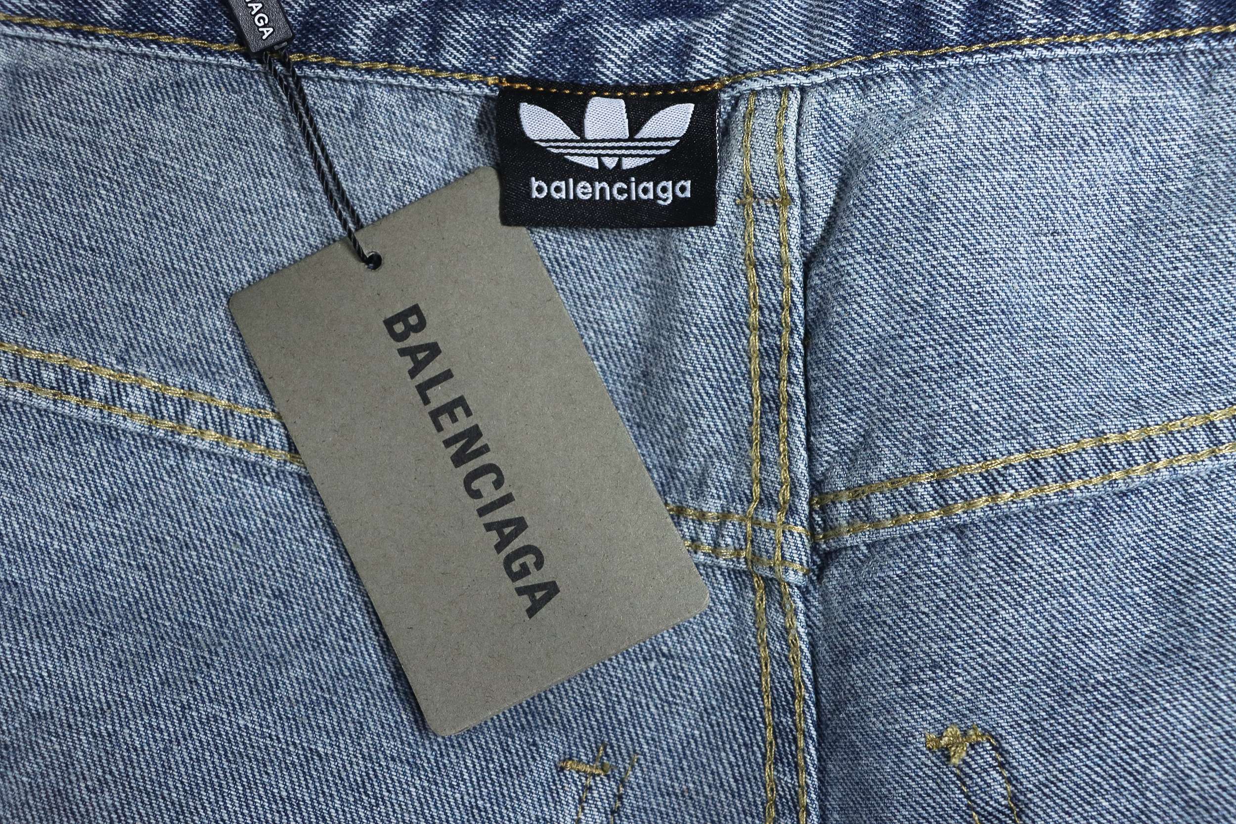 Balenciaga x Adidas Side Stripes Baggy Jeans in Blue CK 2802024016