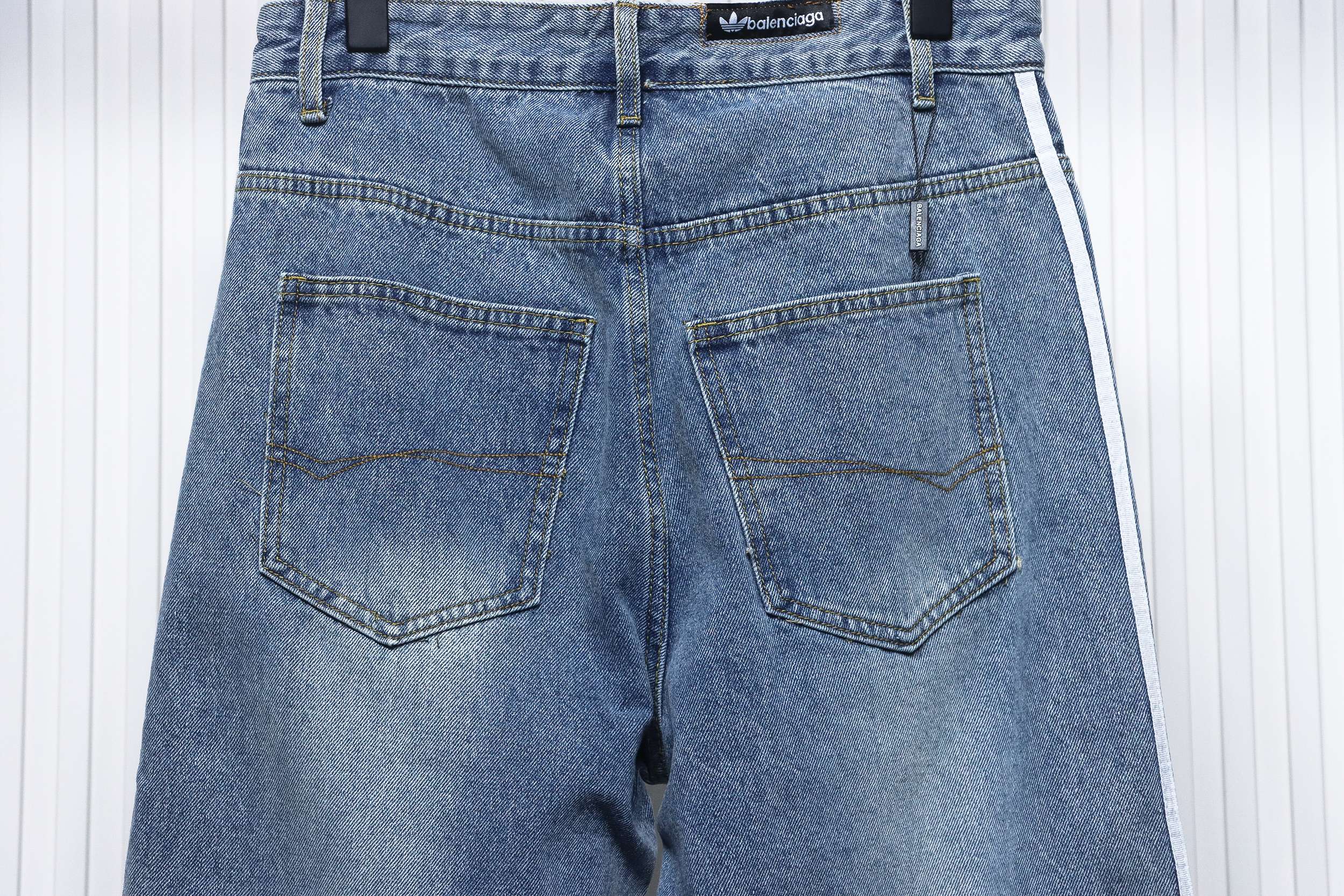 Balenciaga x Adidas Side Stripes Baggy Jeans in Blue CK 2802024016