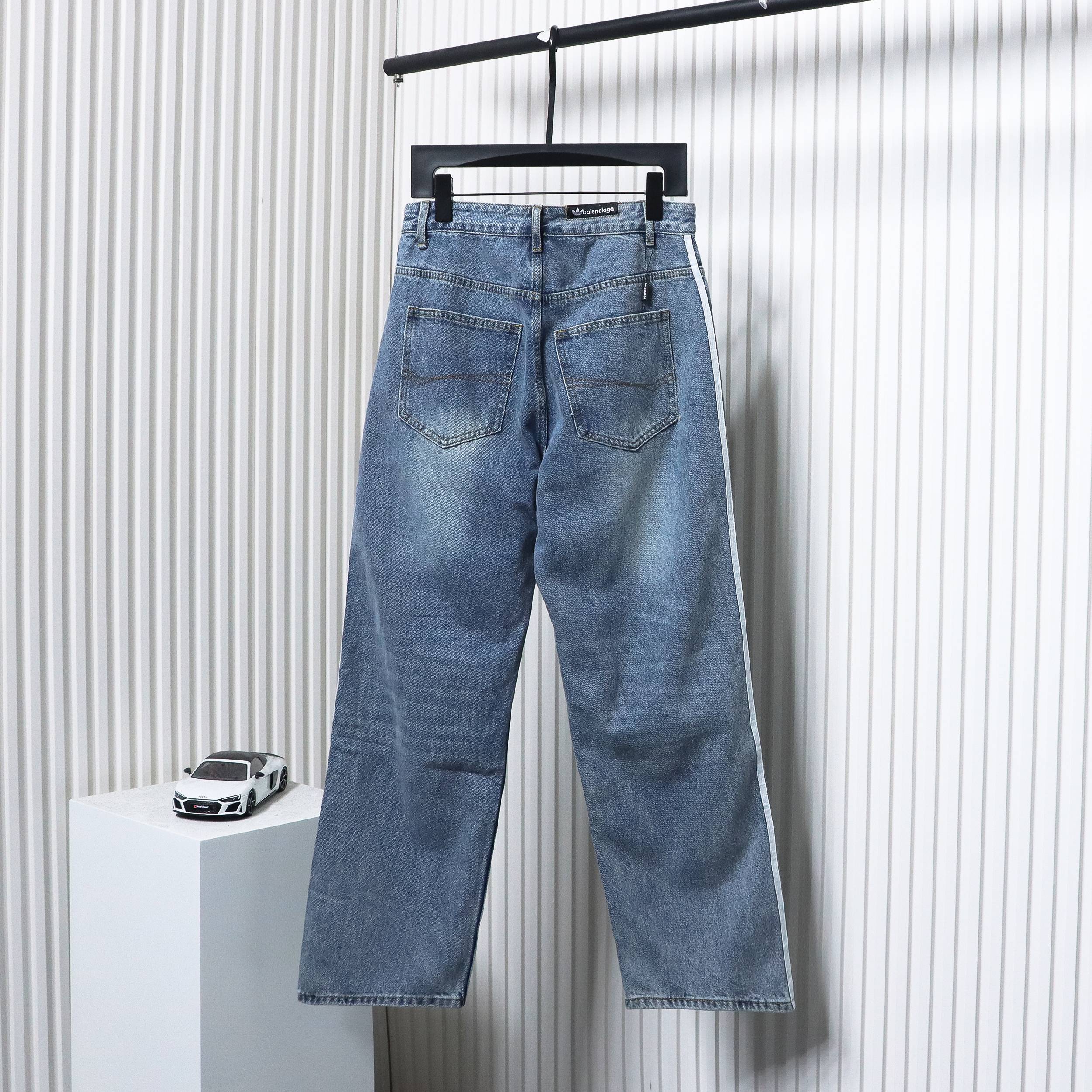 Balenciaga x Adidas Side Stripes Baggy Jeans in Blue CK 2802024016