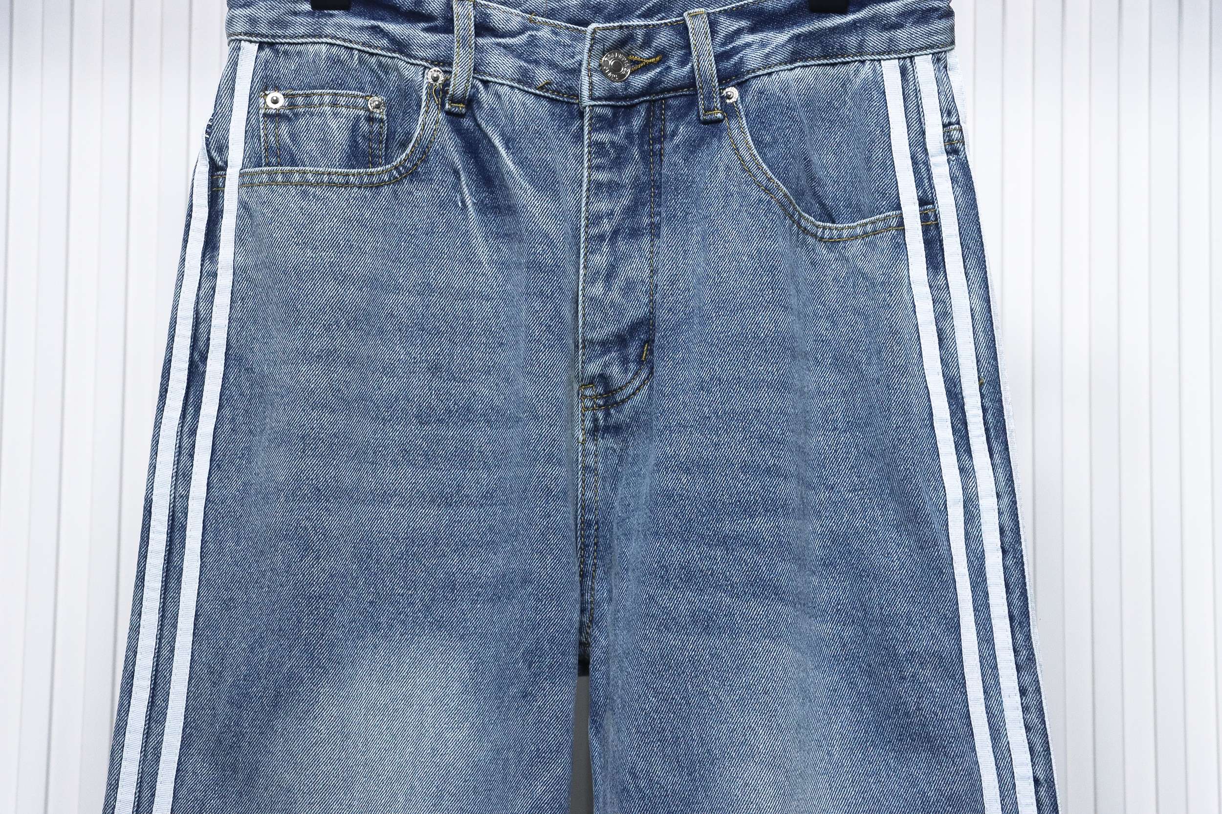 Balenciaga x Adidas Side Stripes Baggy Jeans in Blue CK 2802024016