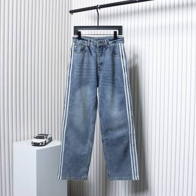 Balenciaga x Adidas Side Stripes Baggy Jeans in Blue CK 2802024016 01