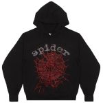 Sp5der OG Rhinestone Hoodie Black 2022 YZ EG938