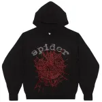 Sp5der OG Rhinestone Hoodie Black 2022 YZ EG938