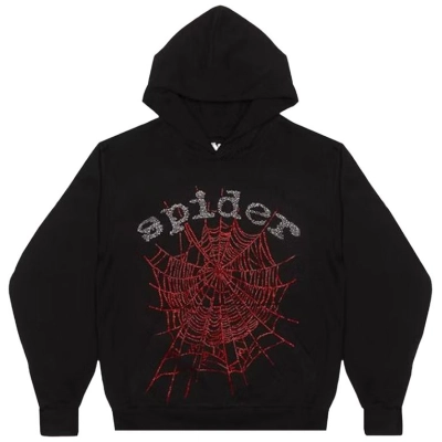 Sp5der OG Rhinestone Hoodie Black 2022 YZ EG938 01