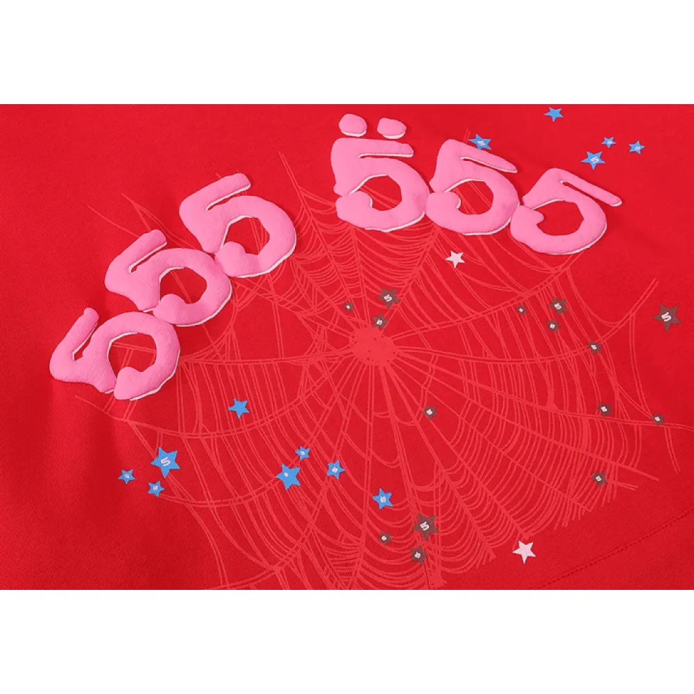 Sp5der Worldwide Red Angel Number 555 Hoodie Red YZ EG922