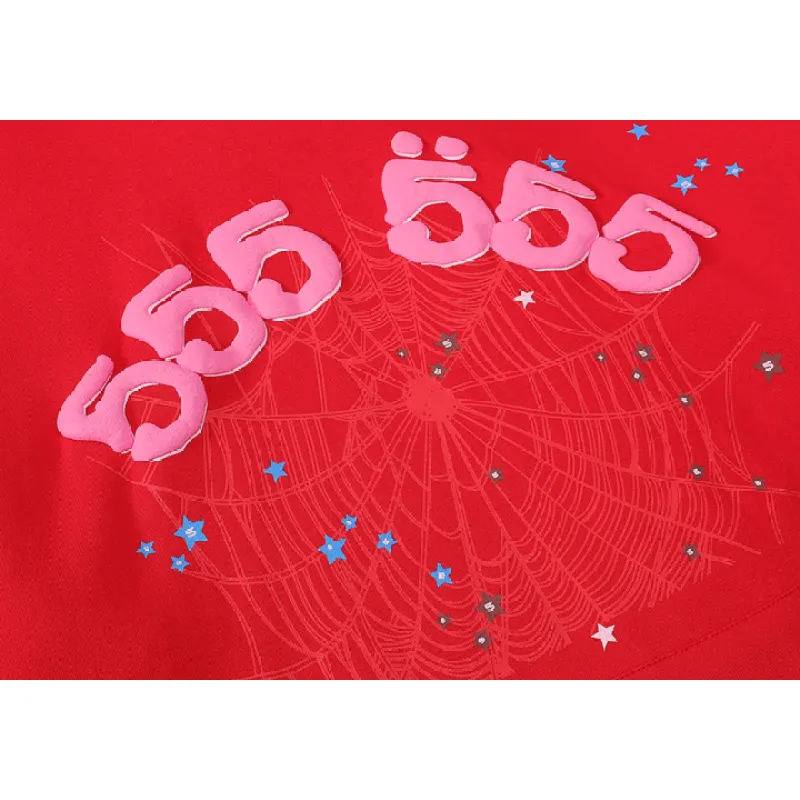 Sp5der Worldwide Red Angel Number 555 Hoodie Red YZ EG922
