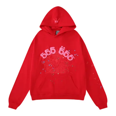 Sp5der Worldwide Red Angel Number 555 Hoodie Red YZ EG922 01