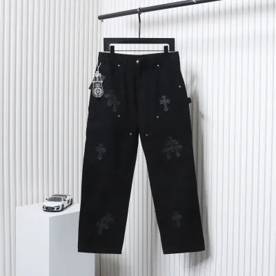 Chrome Hearts Black Leather Cross Patch Carpenter Jean CK 2702023017 01